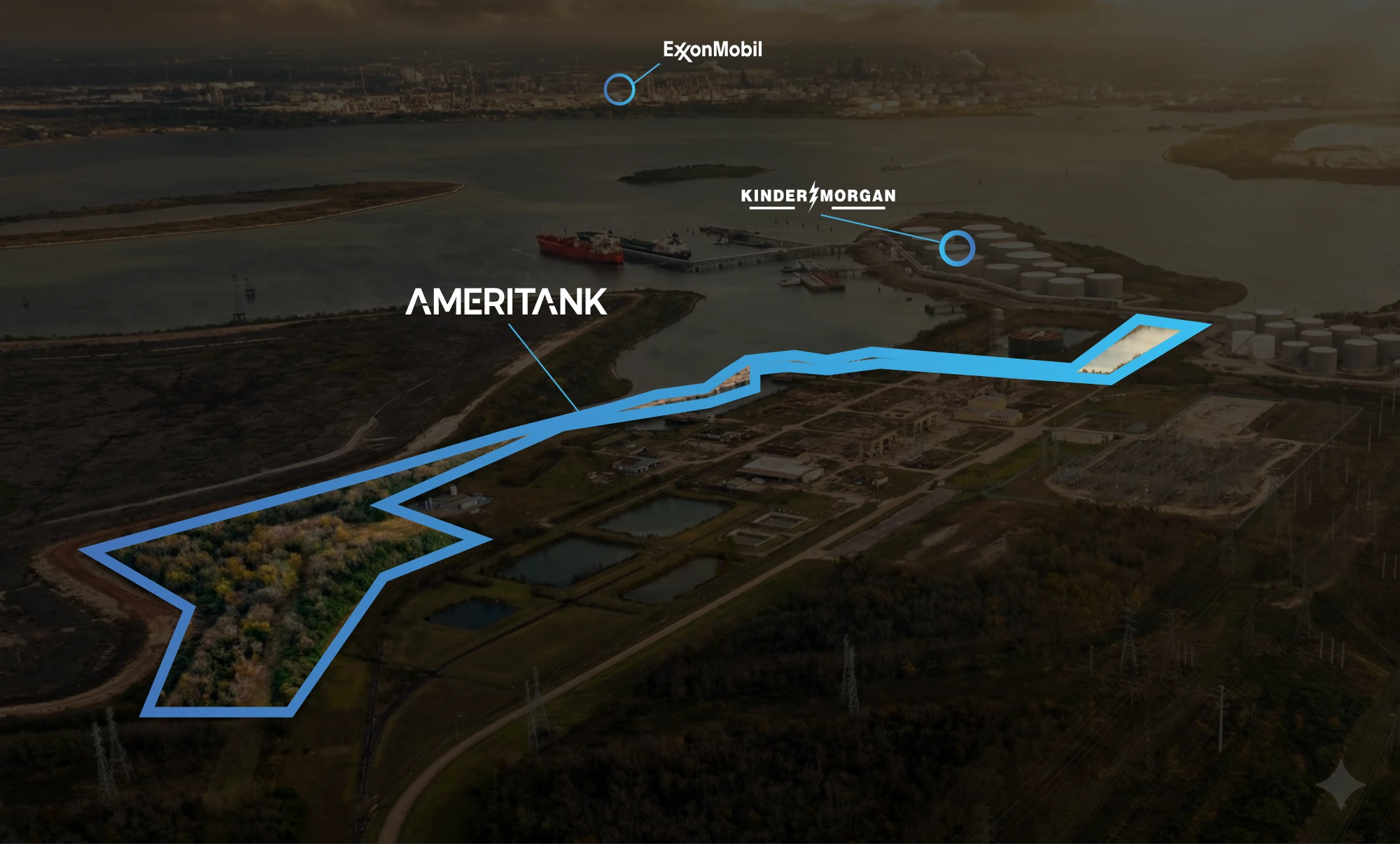 Ameritank wastewater treatment facility layout map on Houston Ship Channel La Porte Texas