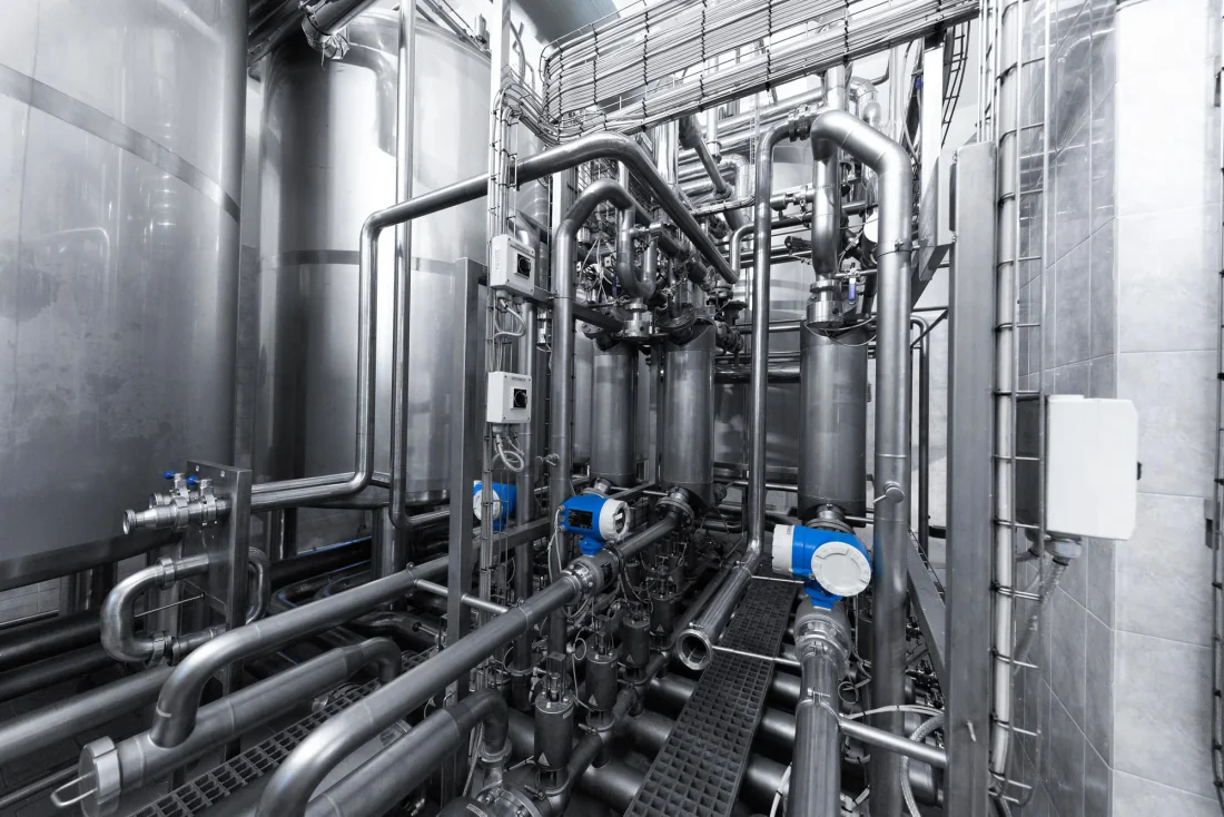 Industrial wastewater treatment pipes and processing equipment at permitted disposal facility