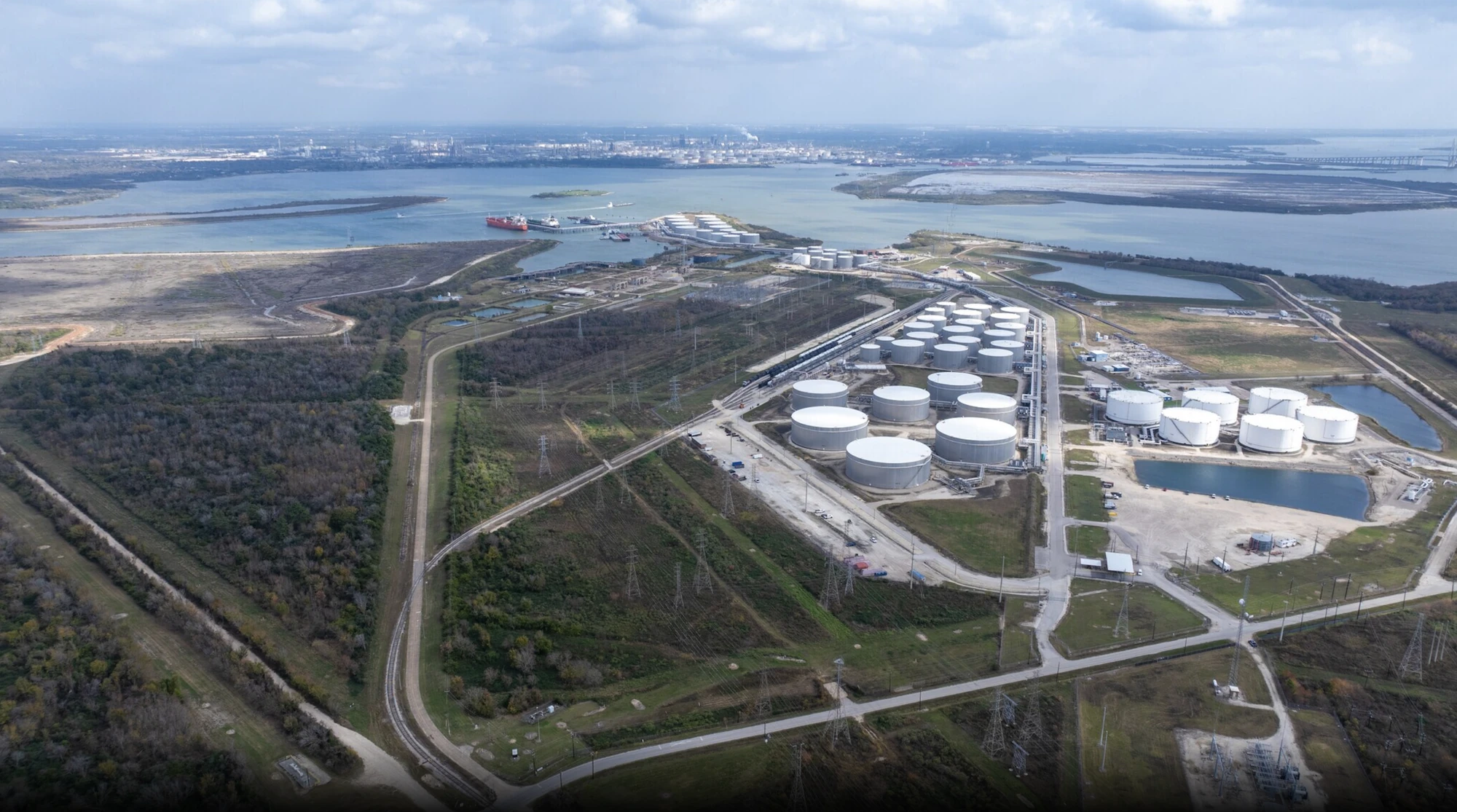 Aerial view of Ameritank terminal showing deepwater access and storage capacity La Porte Texas